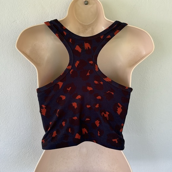 SAGE Collective navy blue orange leopard matching crop top leggings set size XS - Picture 6 of 9